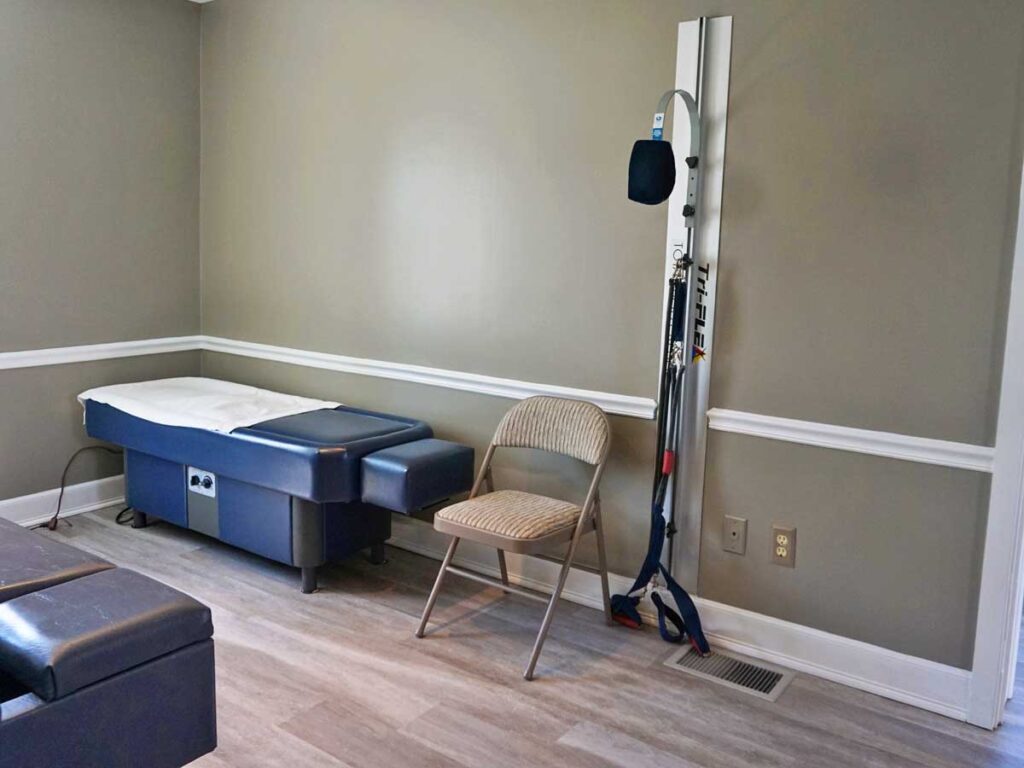 Treatment room at Dr. Dave Madeira Chiropractor office in Colonial Park, PA